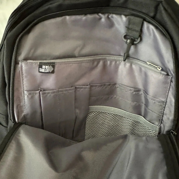 Black Backpack with 3 compartments for stuff NWOT 12x17x4 - Picture 6 of 10